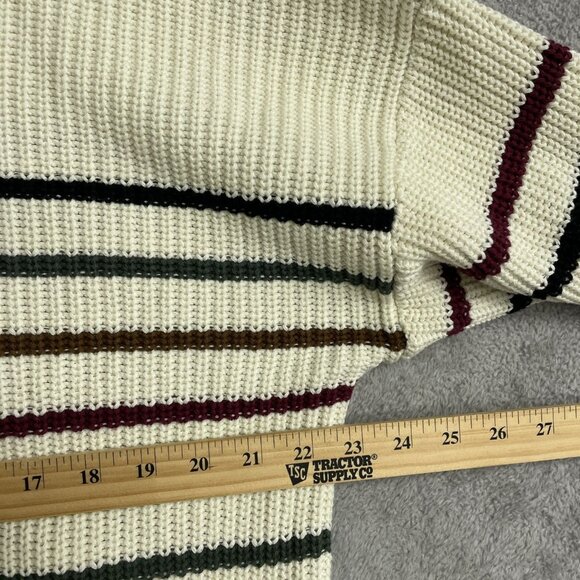 Gap Women's L Striped Sweater Cream Multicolor Cotton Ribbed Knit  M0491 - Picture 5 of 10